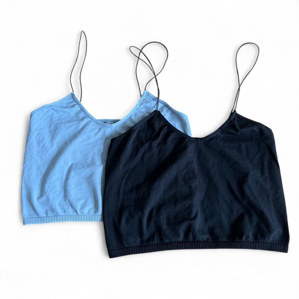Free People Women's Black and Blue Crop Top Bundle